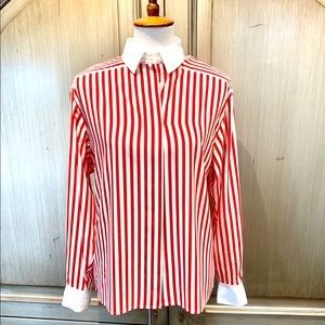 Vintage Liz Claiborne red and white blouse sz6